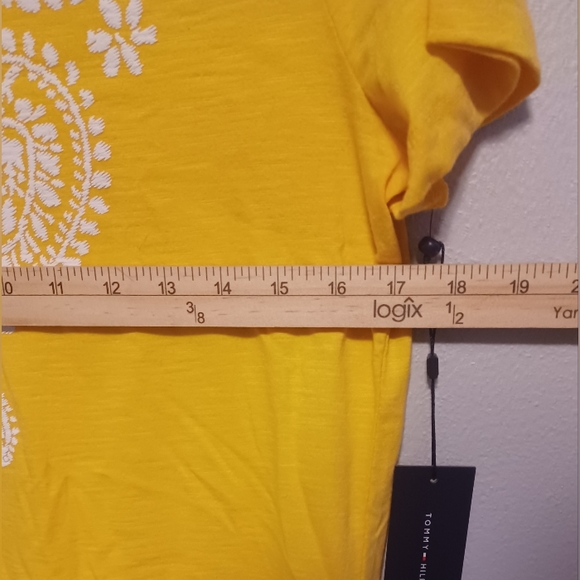 TOMMY HILFIGER Women's Sunflower Cotton Caftan Split-Neck T-Shirt Small NWT - Picture 9 of 10